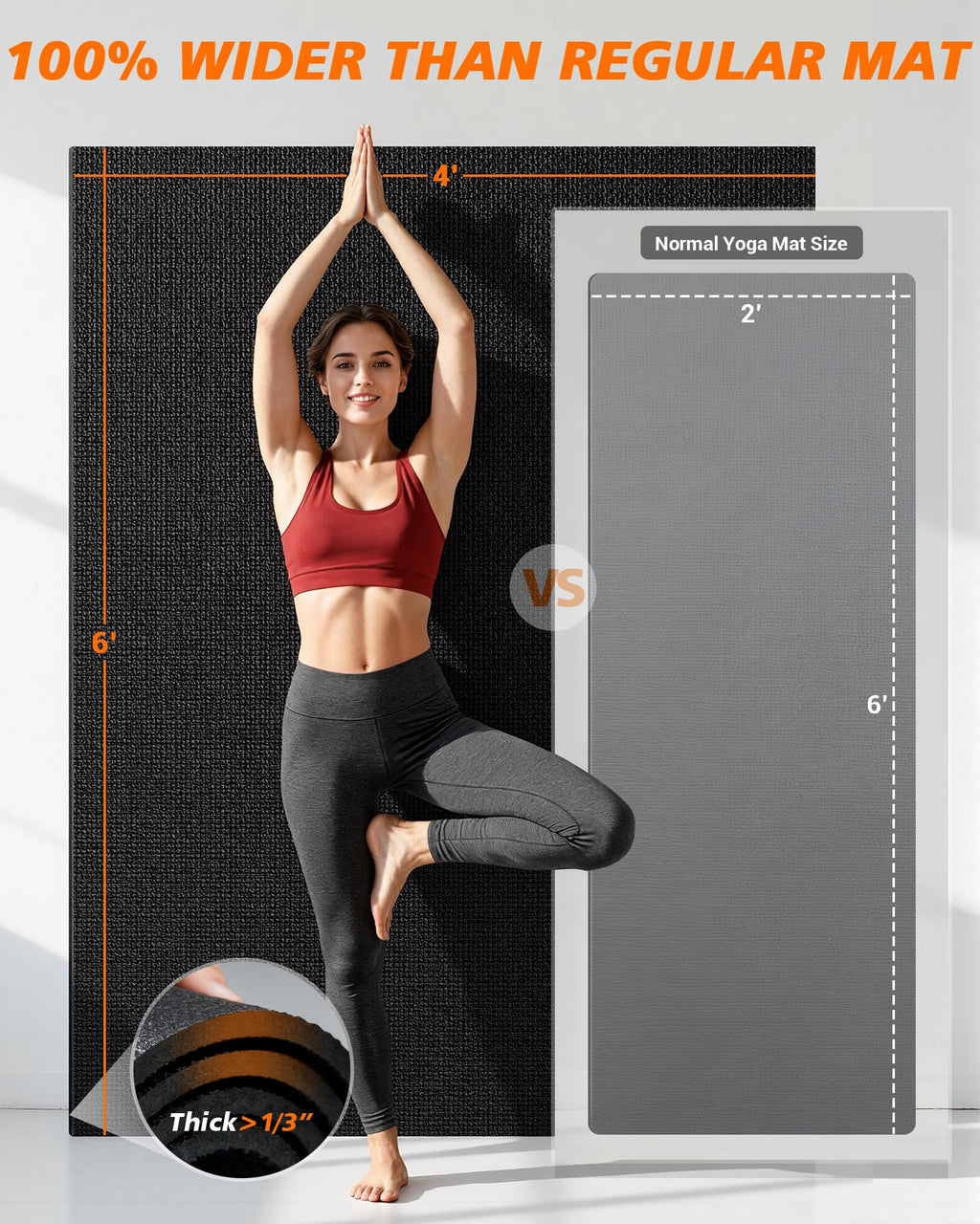 Rendpas Large Exercise Mat for Home Gym, 8mm Extra Thick Workout Mat