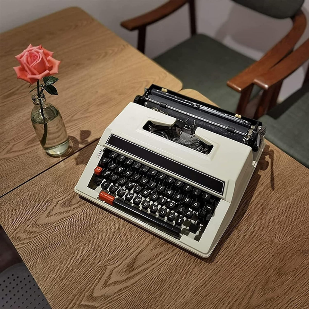 Classic Old Fashioned Manual Typewriter - Portable & Easy to Use - Includes Ribbon Set - Machinery Typewriter, kk321