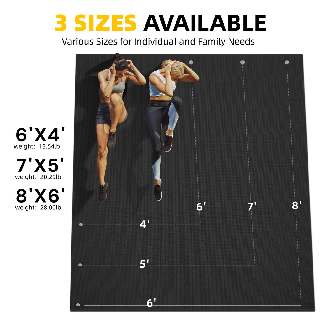 CAMBIVO 8'x6'/7'x5'/6'x4' Large Exercise Mat Workout Mat for Home Gym, 7mm