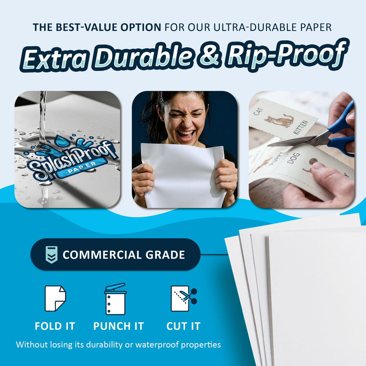 Printer Paper - 8.5" x 11", 5 Mil Waterproof Paper, Laser Printer & Copy Machine Compatible (8.5" x 11" - Letter, 500 Sheets)
