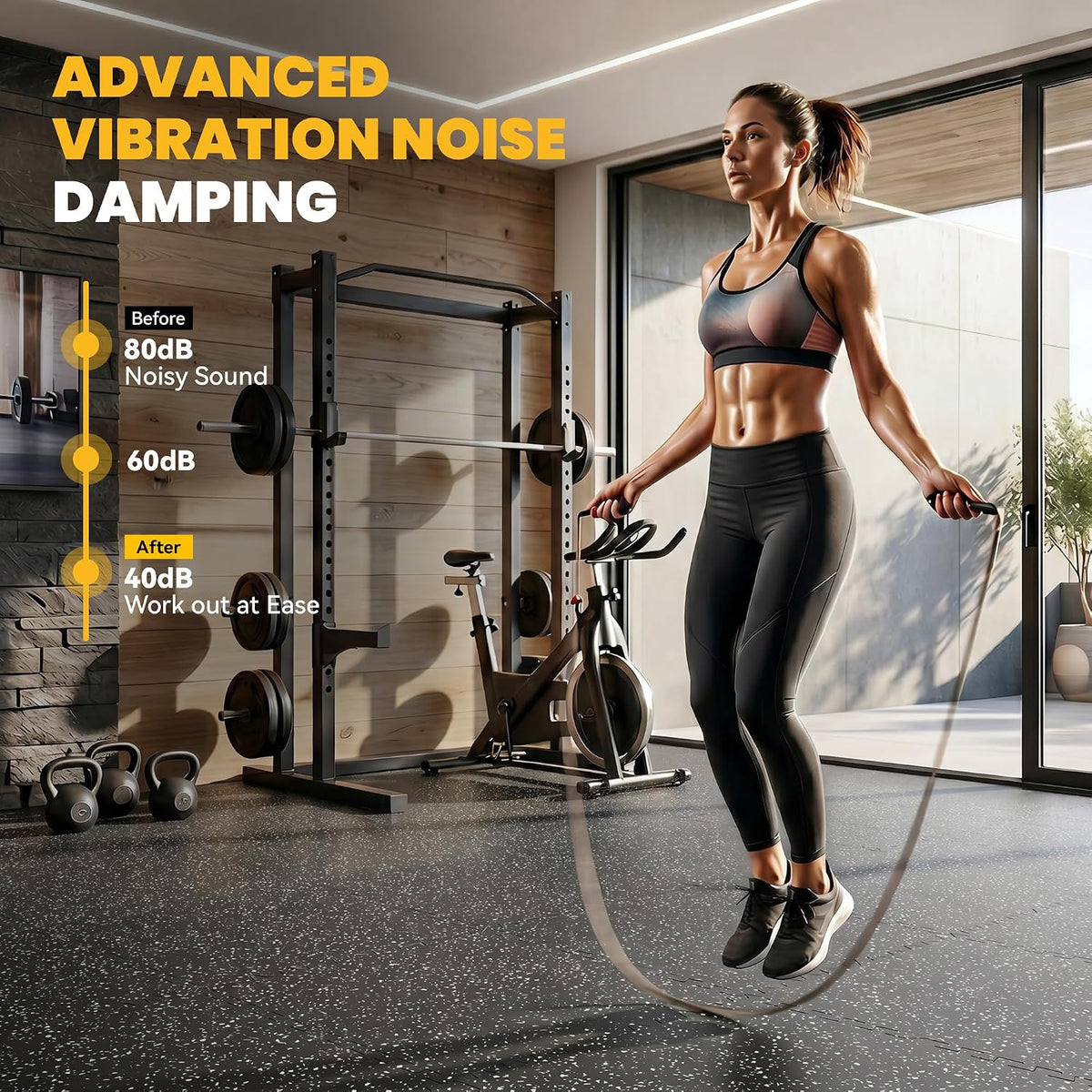 0.6" Thick Rubber Top Exercise Mat, Interlocking Puzzle Gym Flooring Mat