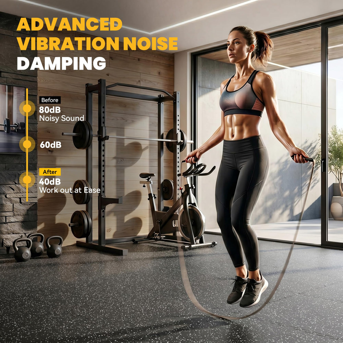 0.6" Thick Rubber Top Exercise Mat, Interlocking Puzzle Gym Flooring Mat