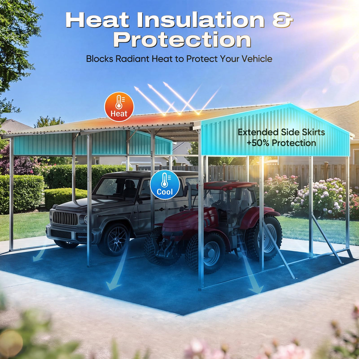 Quictent 14x25x15 FT RV Metal Carport, Heavy Duty Reinforced Steel Shelter with Side Panel, Extra Tall Outdoor Garage Canopy for RV, Boat, Truck and Farm Equipment