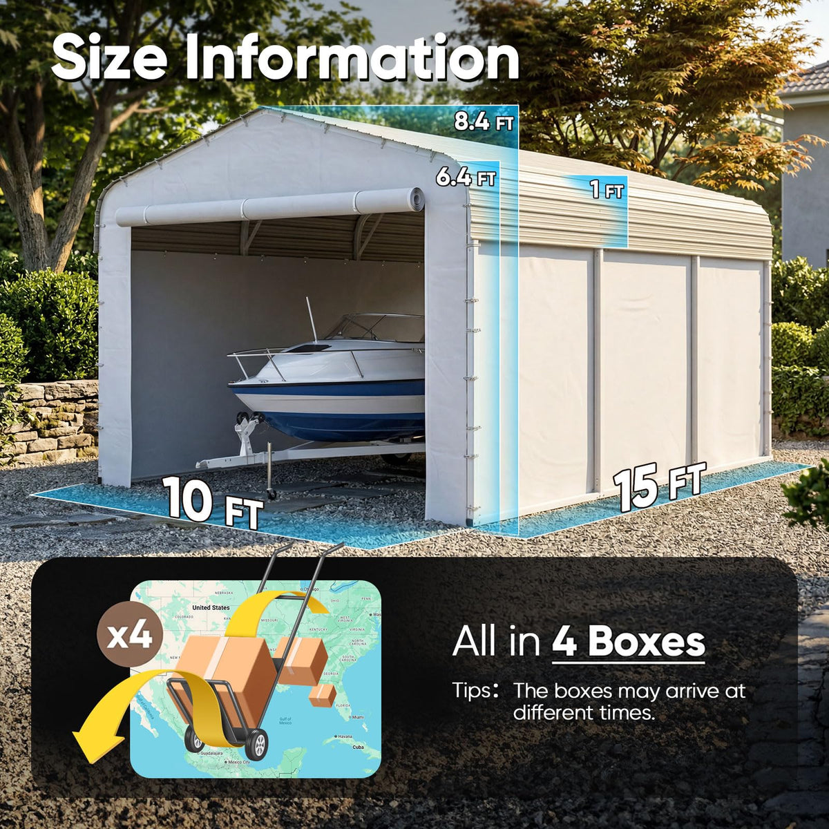 Quictent 14x25x15 FT RV Metal Carport, Heavy Duty Reinforced Steel Shelter with Side Panel, Extra Tall Outdoor Garage Canopy for RV, Boat, Truck and Farm Equipment