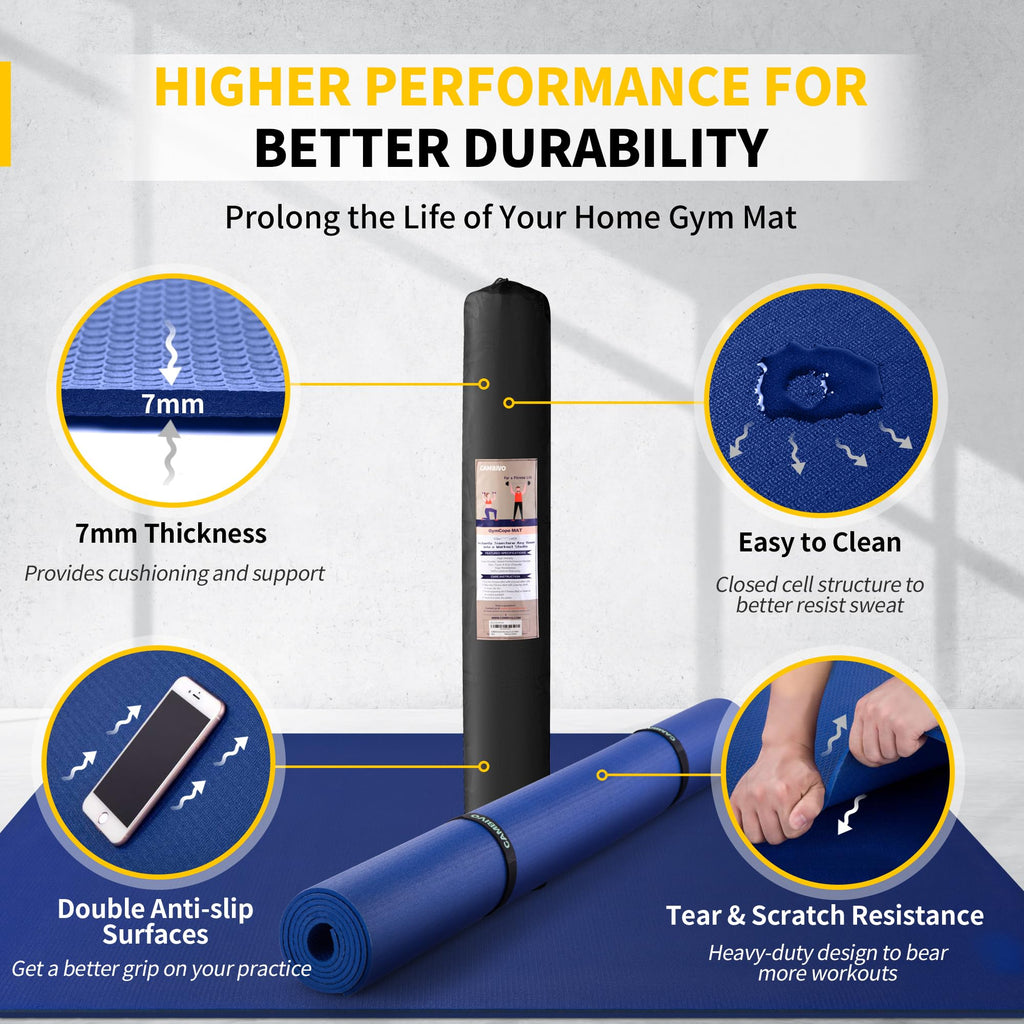 CAMBIVO 8'x6'/7'x5'/6'x4' Large Exercise Mat Workout Mat for Home Gym, 7mm