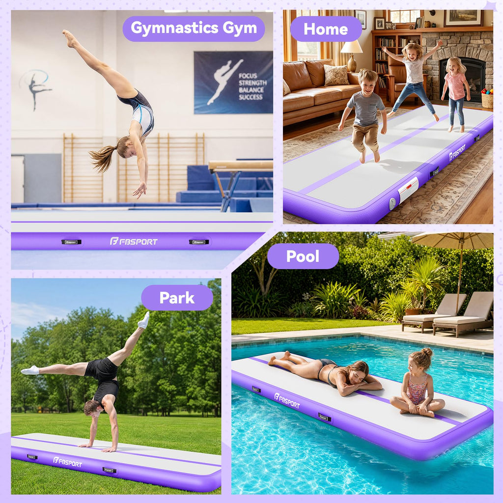 FBSPORT 6.6ft/10ft/13ft/16ft/20ft Inflatable Air Gymnastics Training Mat