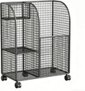 Mobile Basket Household Storage Cart Organizer Rack Mat Holder with Wheels Iron Mesh Dividers for Exercise Mats Foam Rollers Dumbbells Balls Suitable for Home Gyms Apartments Condos