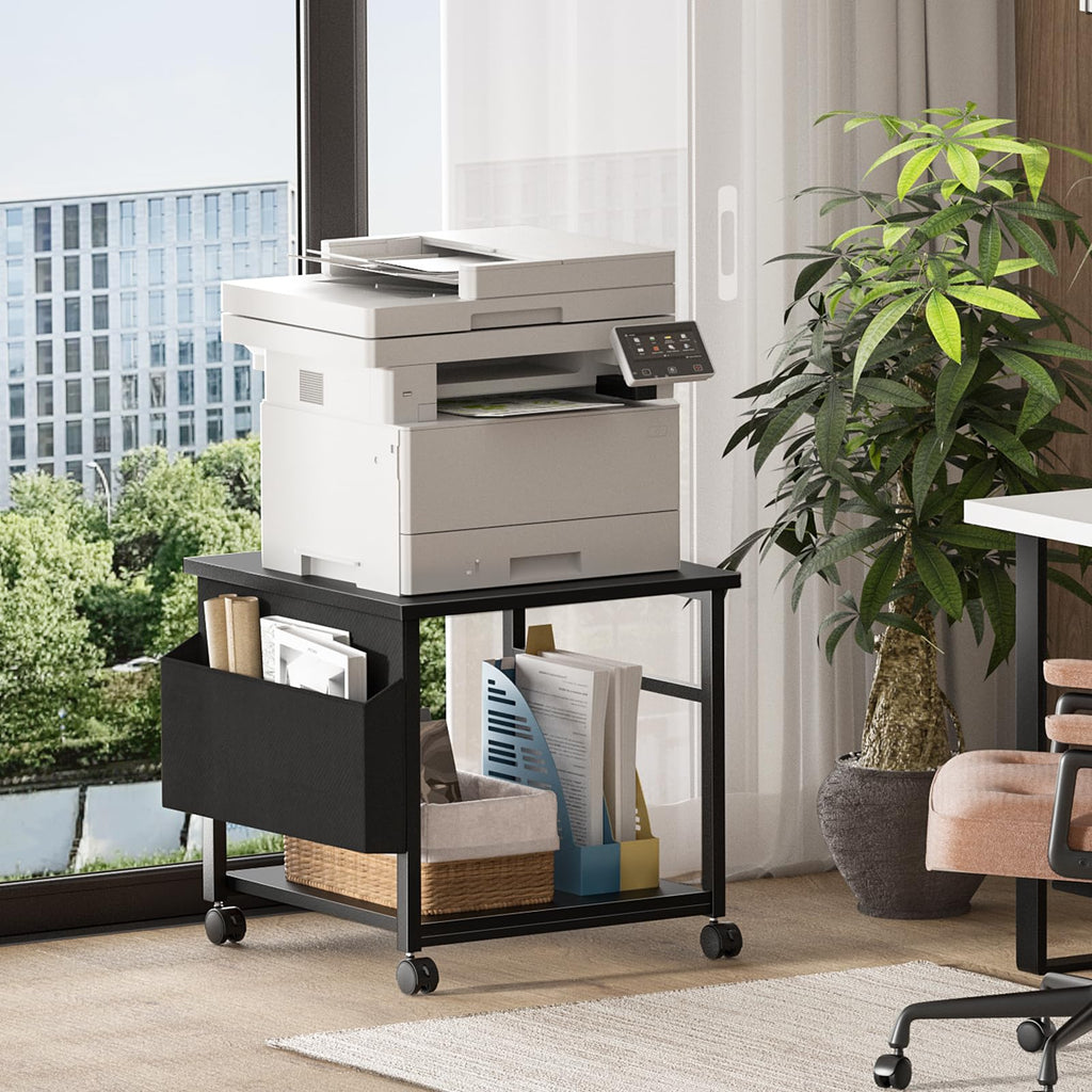 Lerliuo Brown Large Printer Stand with Storage