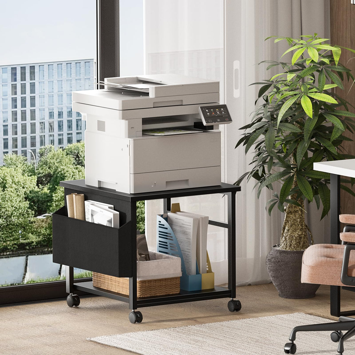 Lerliuo Brown Large Printer Stand with Storage
