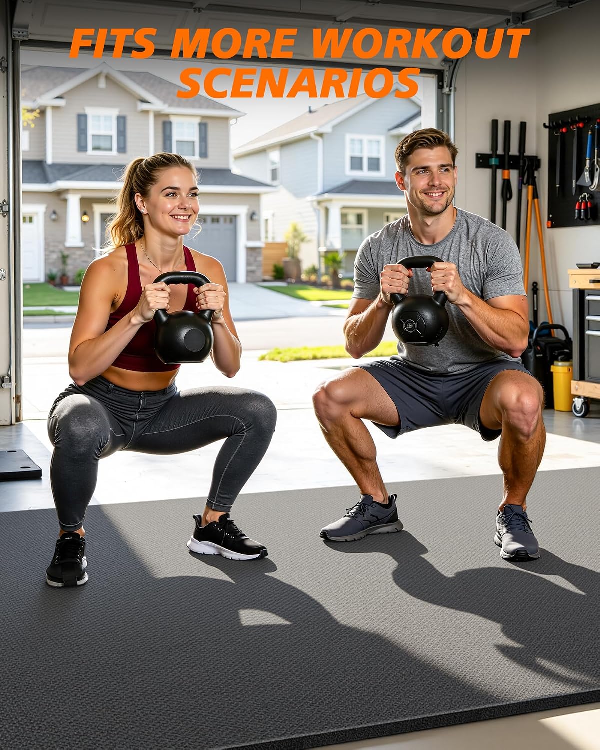 Rendpas Large Exercise Mat for Home Gym, 8mm Extra Thick Workout Mat