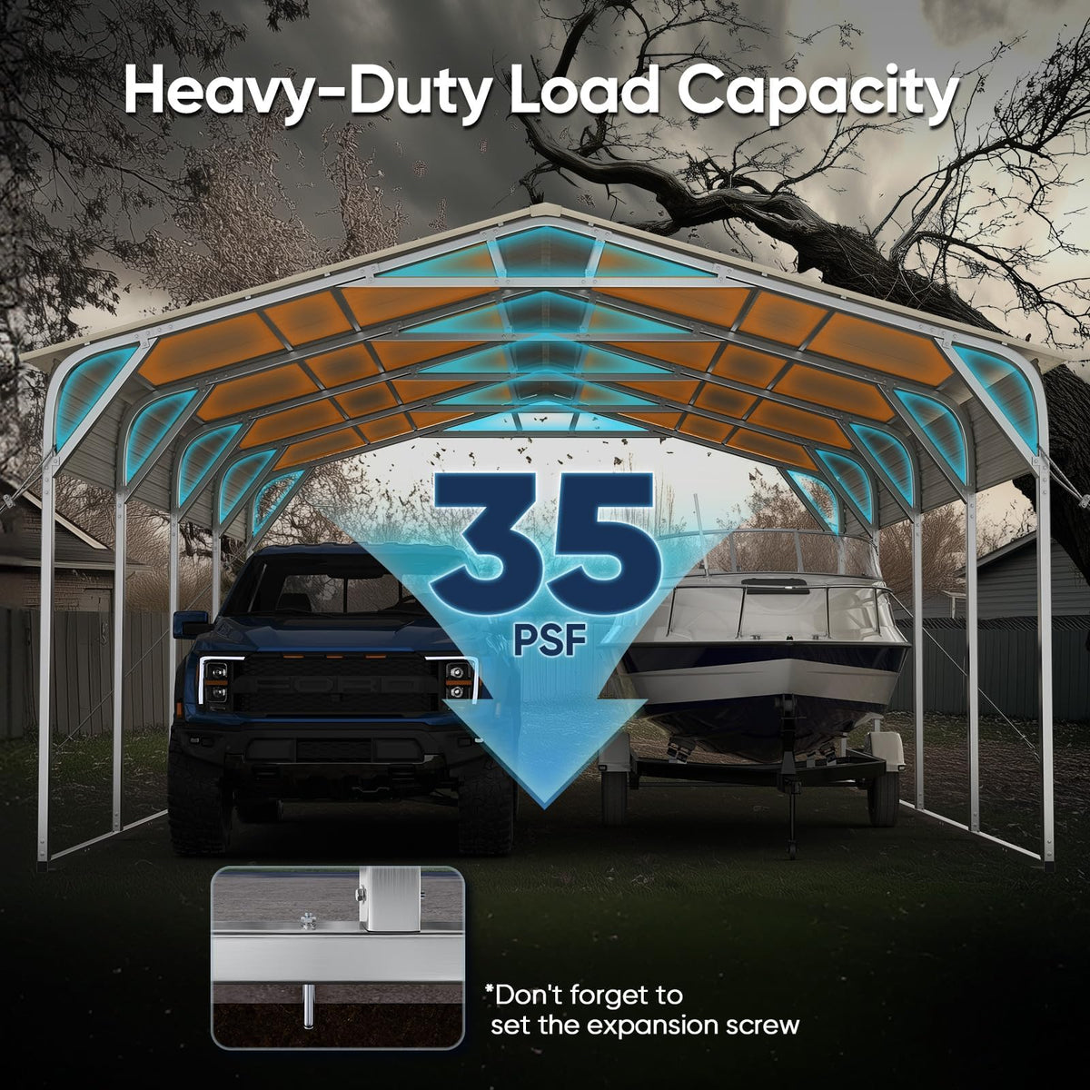 Quictent 14x25x15 FT RV Metal Carport, Heavy Duty Reinforced Steel Shelter with Side Panel, Extra Tall Outdoor Garage Canopy for RV, Boat, Truck and Farm Equipment