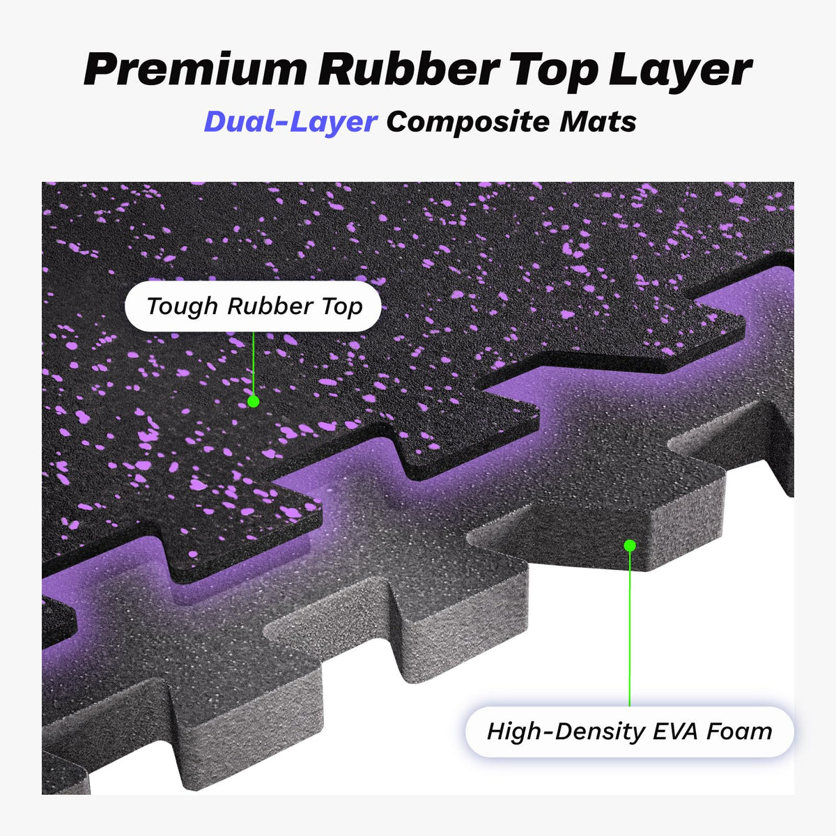 AIRHOP 1/2" Thick 48 Sq Ft Gym Flooring for Home Gym, Rubber Top Gym Mats