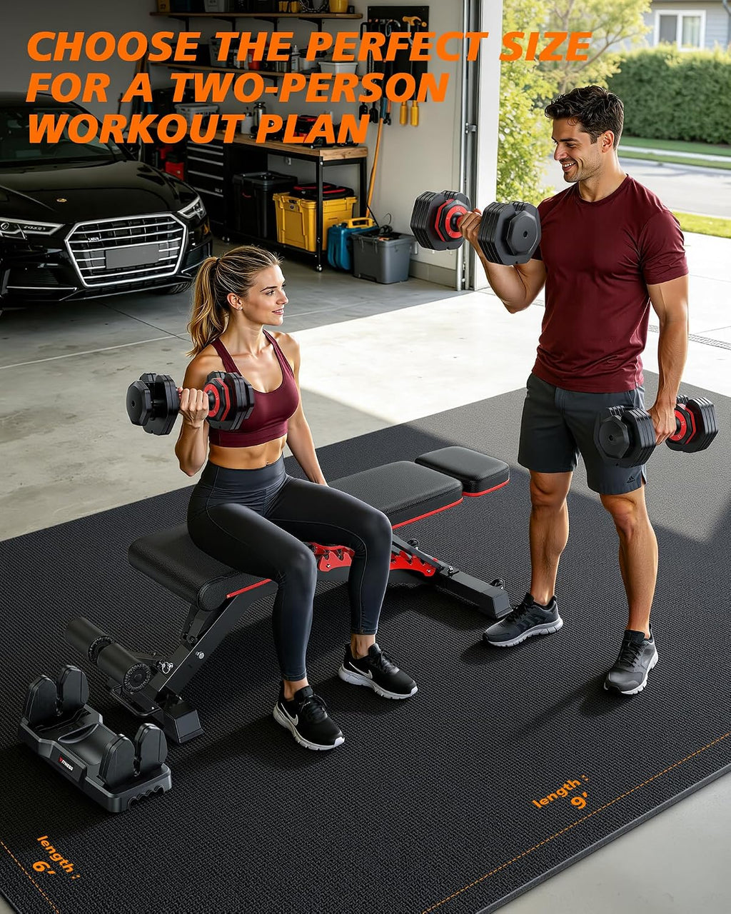 Rendpas Large Exercise Mat for Home Gym, 8mm Extra Thick Workout Mat