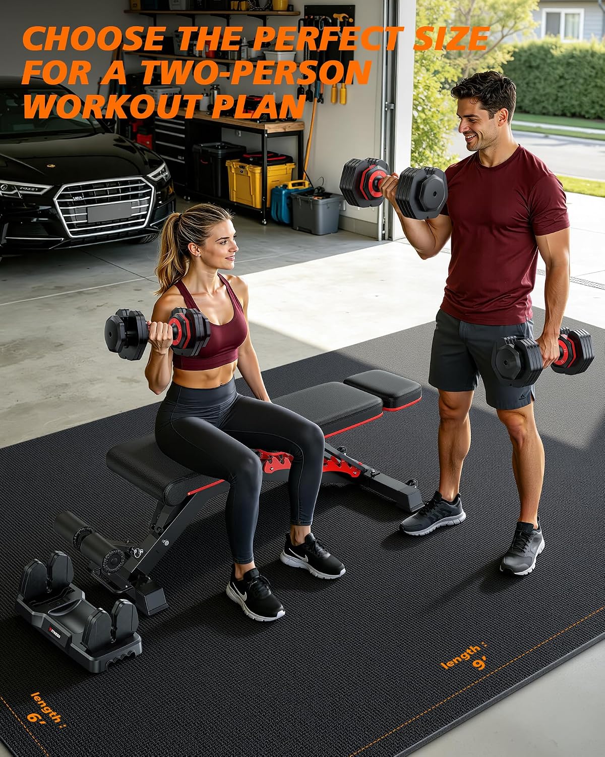 Rendpas Large Exercise Mat for Home Gym, 8mm Extra Thick Workout Mat