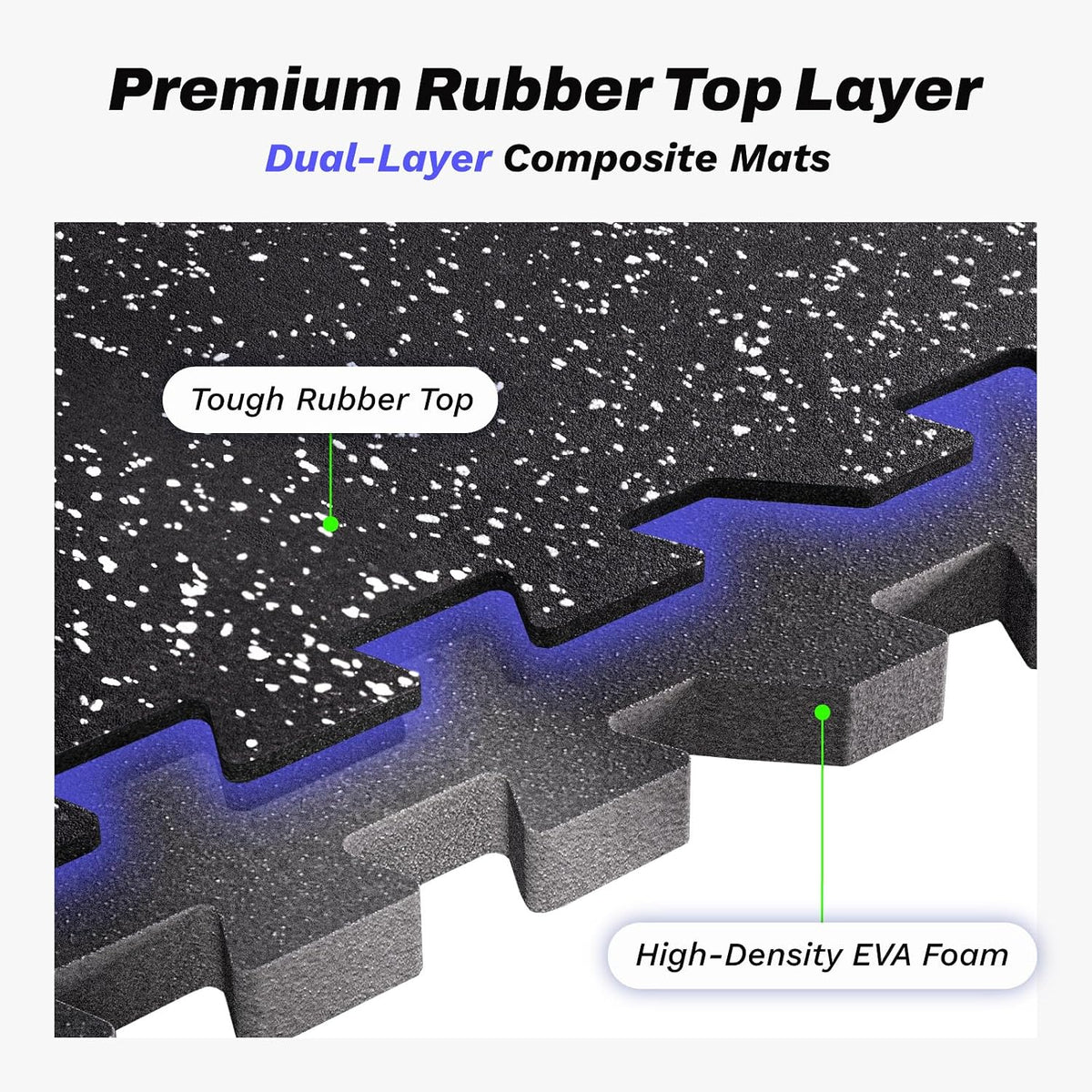 AIRHOP 1/2" Thick 48 Sq Ft Gym Flooring for Home Gym, Rubber Top Gym Mats