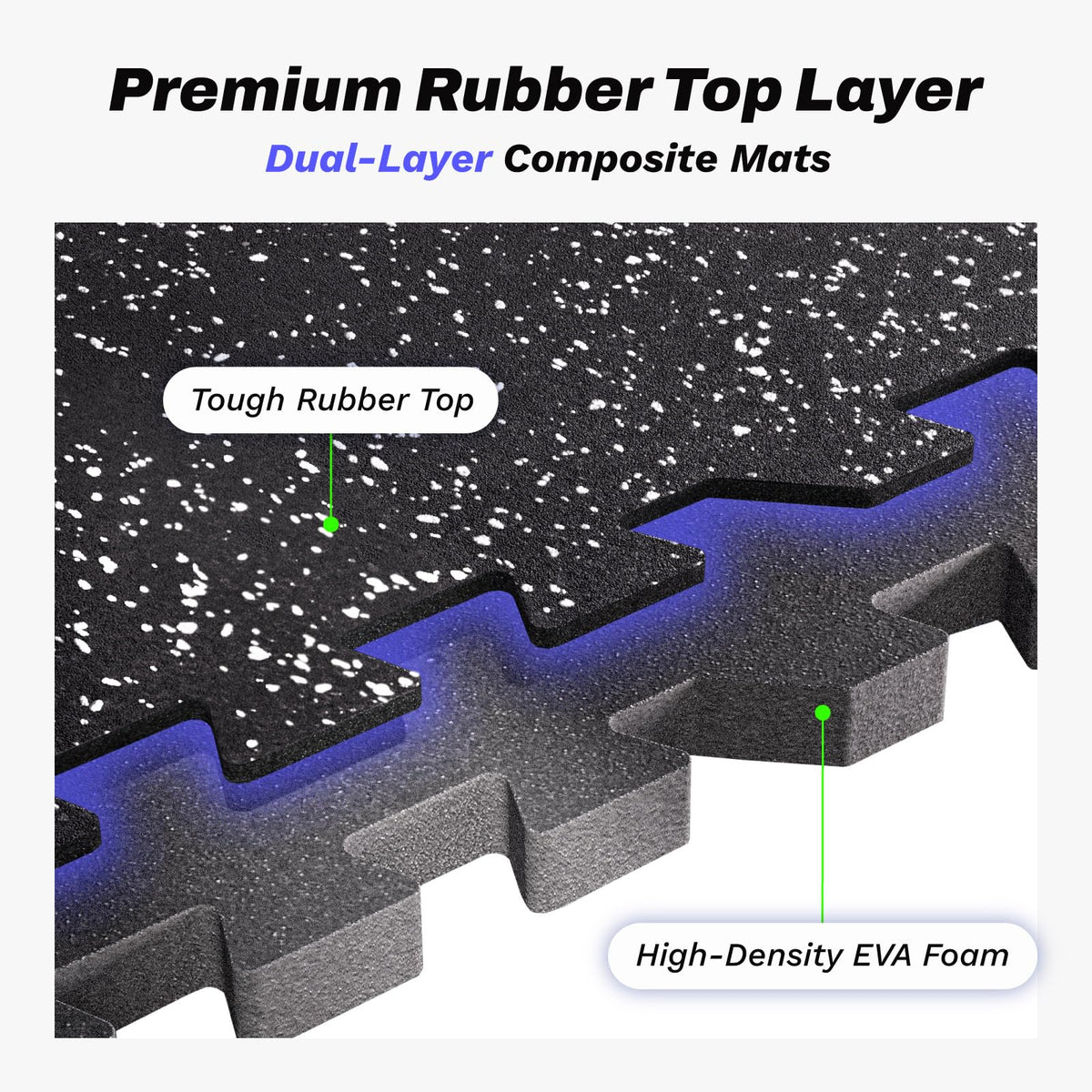 AIRHOP 1/2" Thick 48 Sq Ft Gym Flooring for Home Gym, Rubber Top Gym Mats