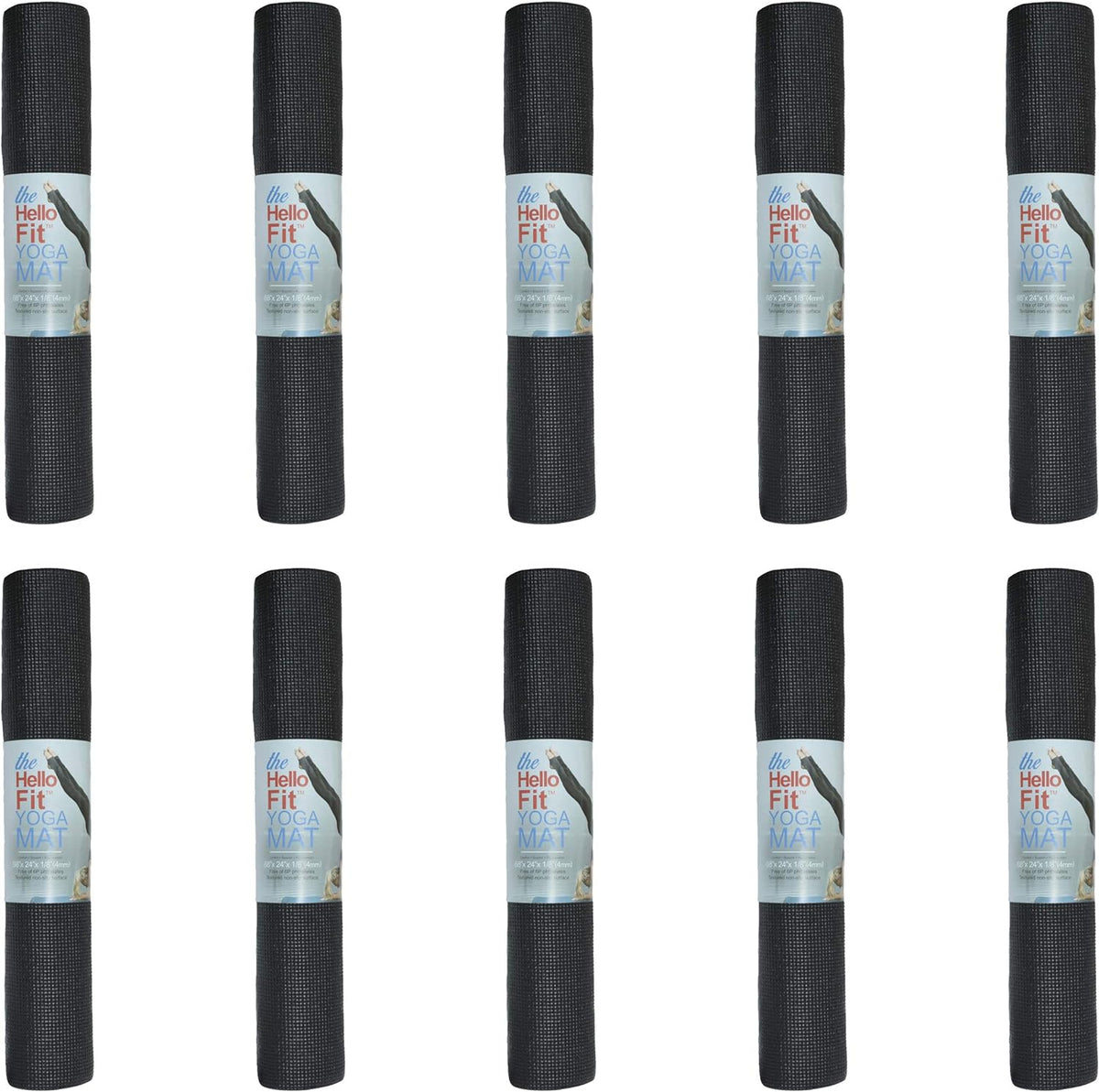 Bulk Yoga Mats, 10 Pack, 4mm Thick, 68x24in