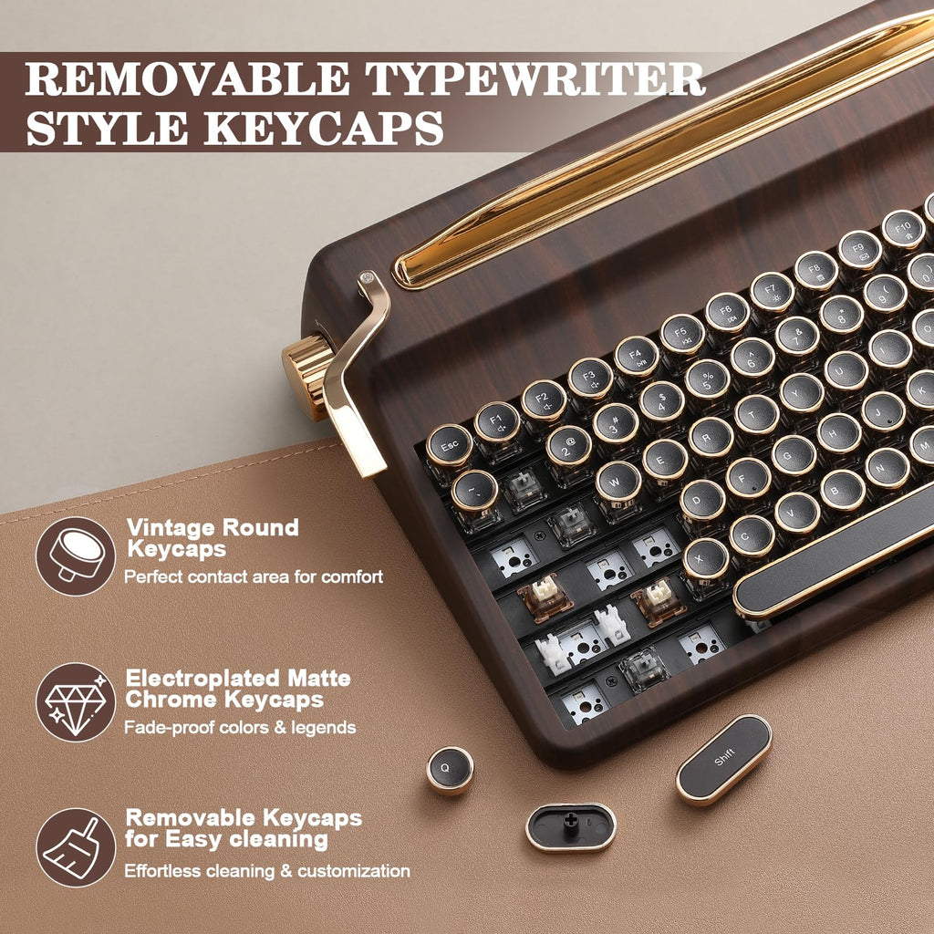 YUNZII QL75 Retro Typewriter Hot Swap RGB Keyboard (Green, Cocoa V2)