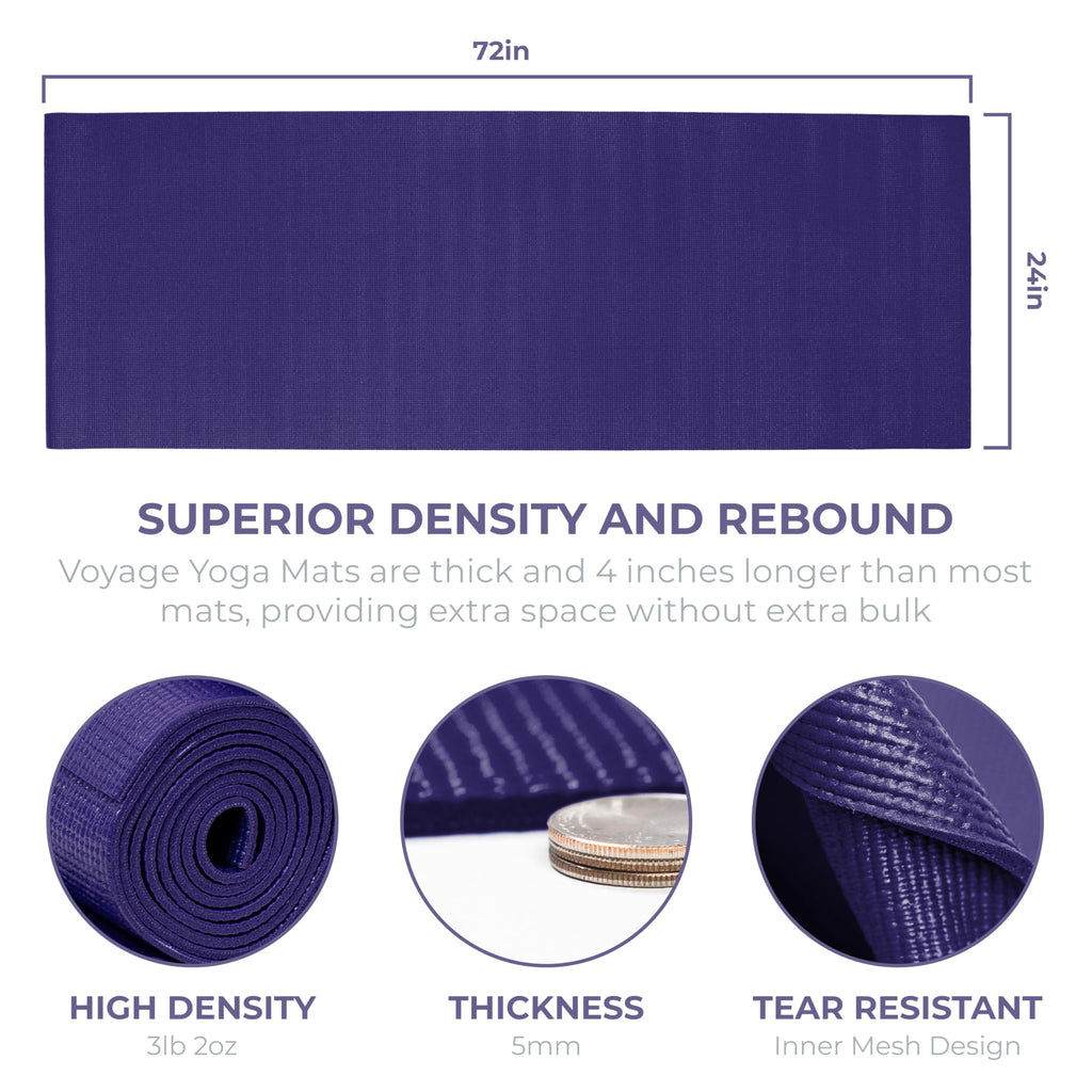 Voyage 5mm Studio Yoga Mats, 6 Pack, 72x24in