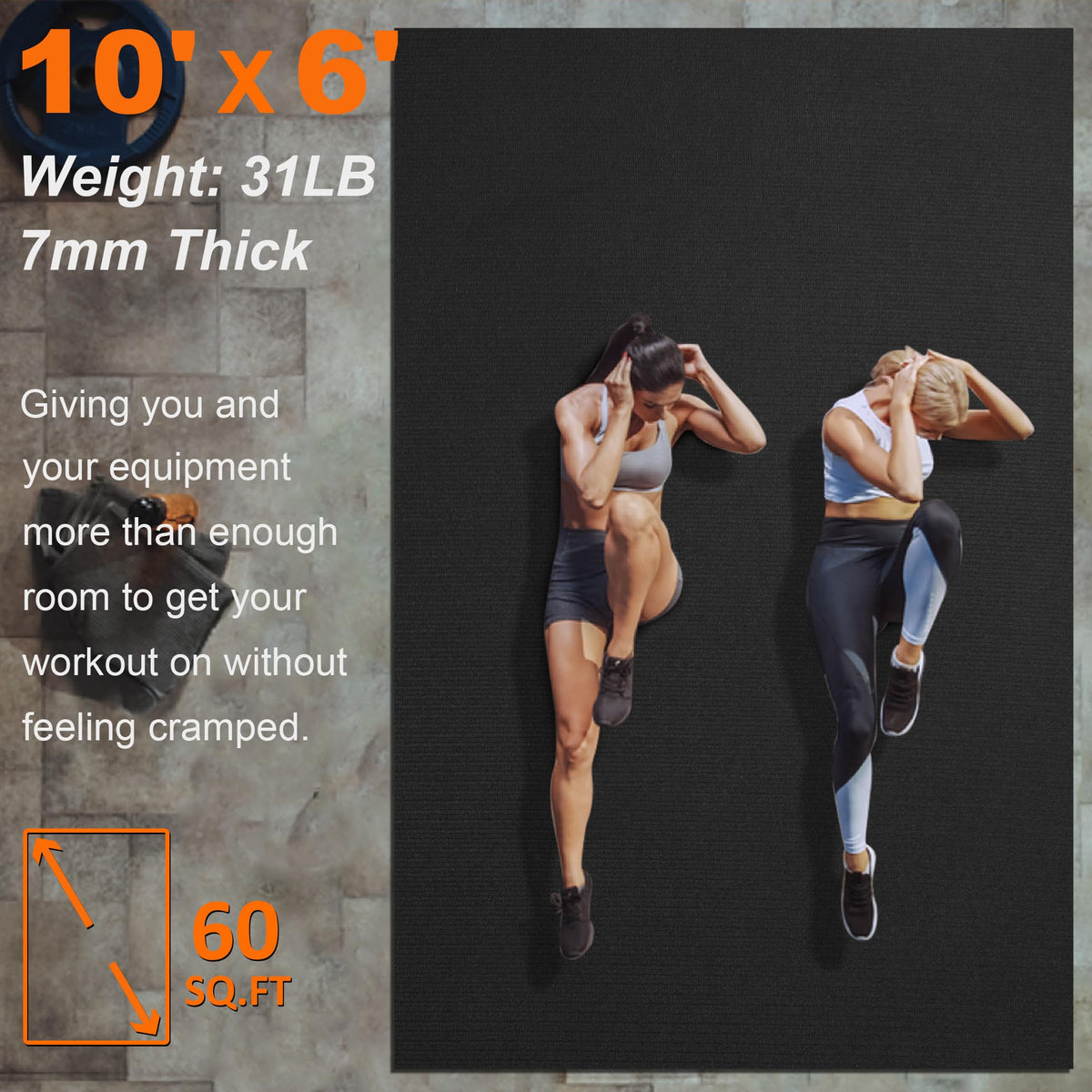 Large Exercise Mat 8'x5'|12'x6'|10'x6'|6'x4'|6'x2' Workout Mat for Home Gym Mats Exercise Heavy Duty Gym Flooring Fitness Mat Large Yoga Mat Cardio Mat for Weightlifting, Jump Rope, MMA, Shoe-Friendly