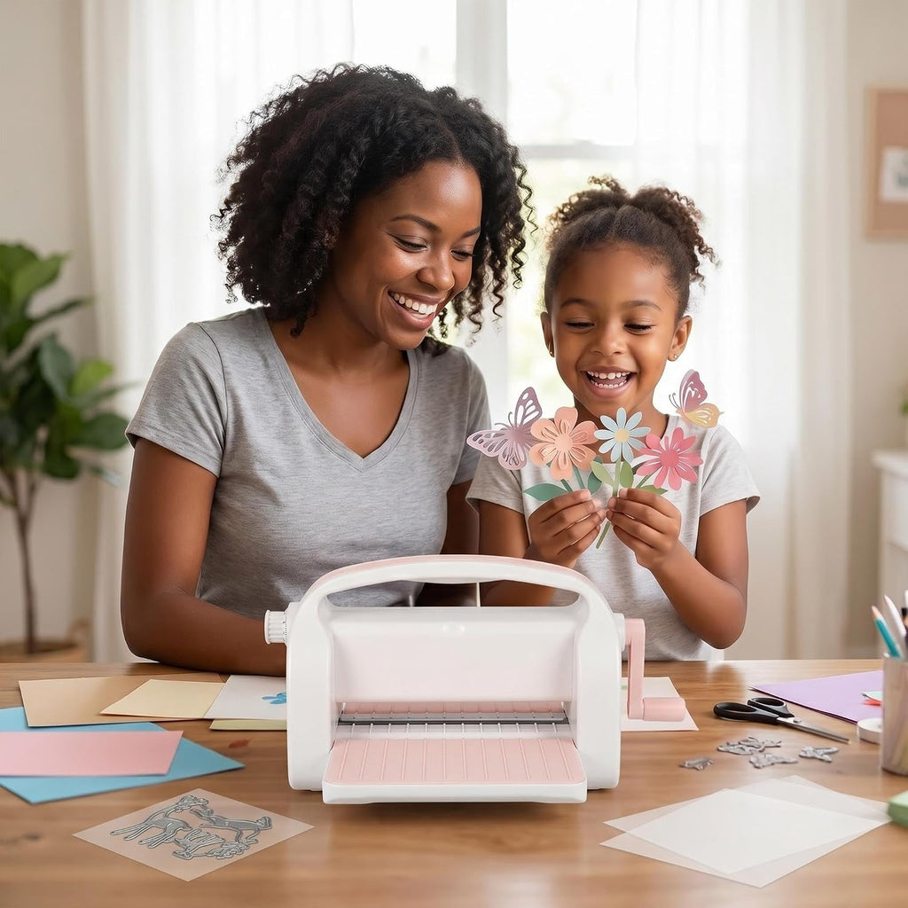 9-Inch Die Cutting & Embossing Machine with Adjustable Pressure Dial, Full Starter Kit for Card Making & Scrapbooking, Manual Craft Cutting Machine with Foldable Platform and Steel Rollers