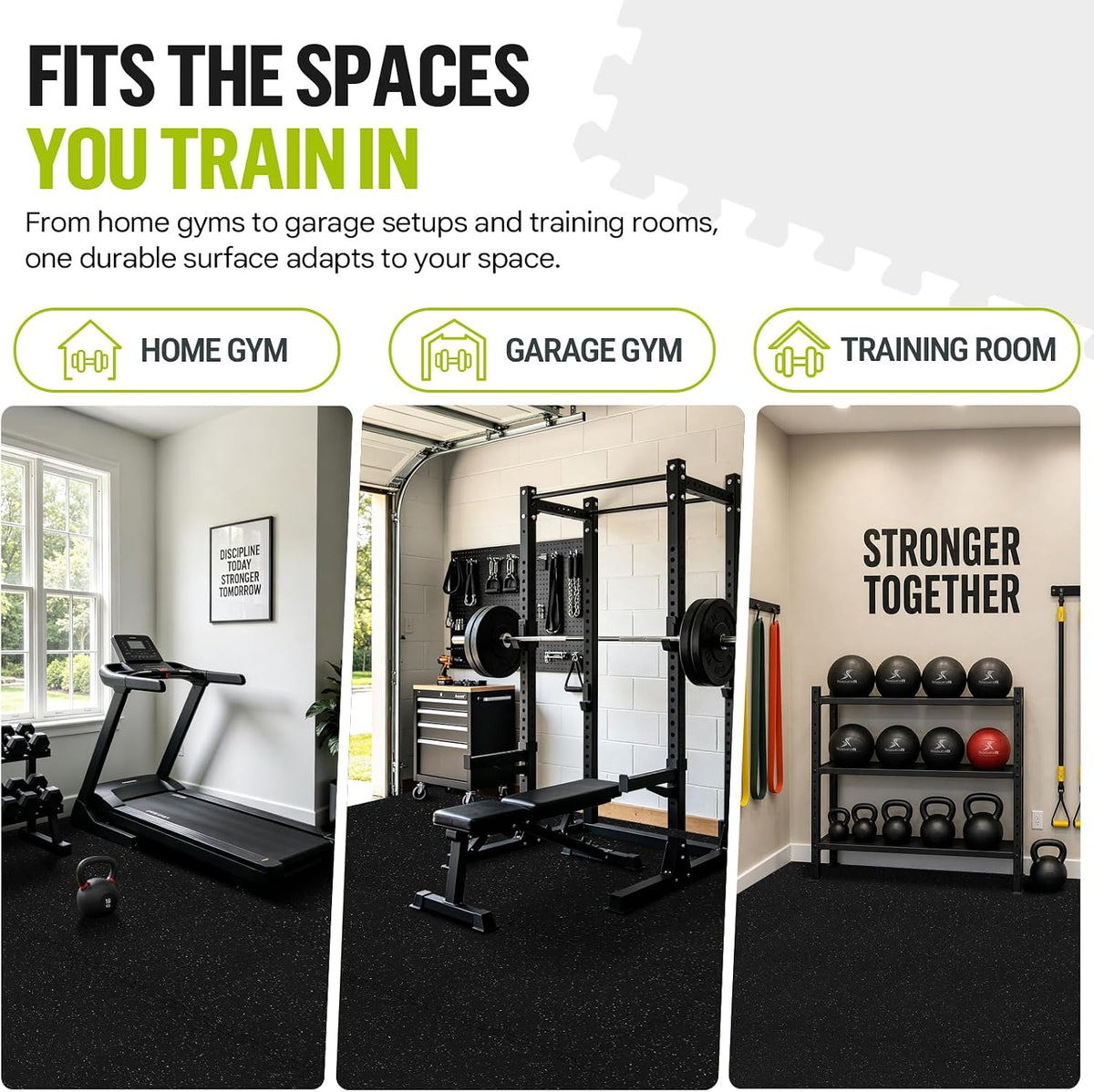 ProsourceFit Rubber Top Exercise Puzzle Mat Â½-inch, EVA Foam, Protective Interlocking Tiles for Home Gym Equipment and Workouts; Grey, 48 SQ FT, 12 Tiles