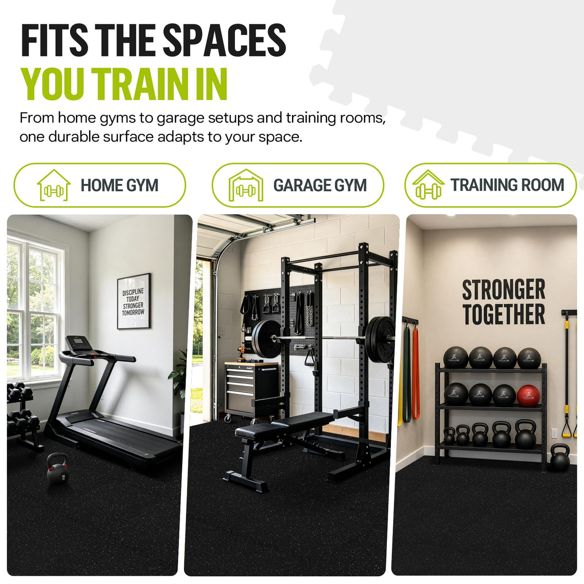 ProsourceFit Rubber Top Exercise Puzzle Mat Â¾-inch, EVA Foam, Protective Interlocking Tiles for Home Gym Equipment and Workouts; Grey, 24 SQ FT, 6 Tiles