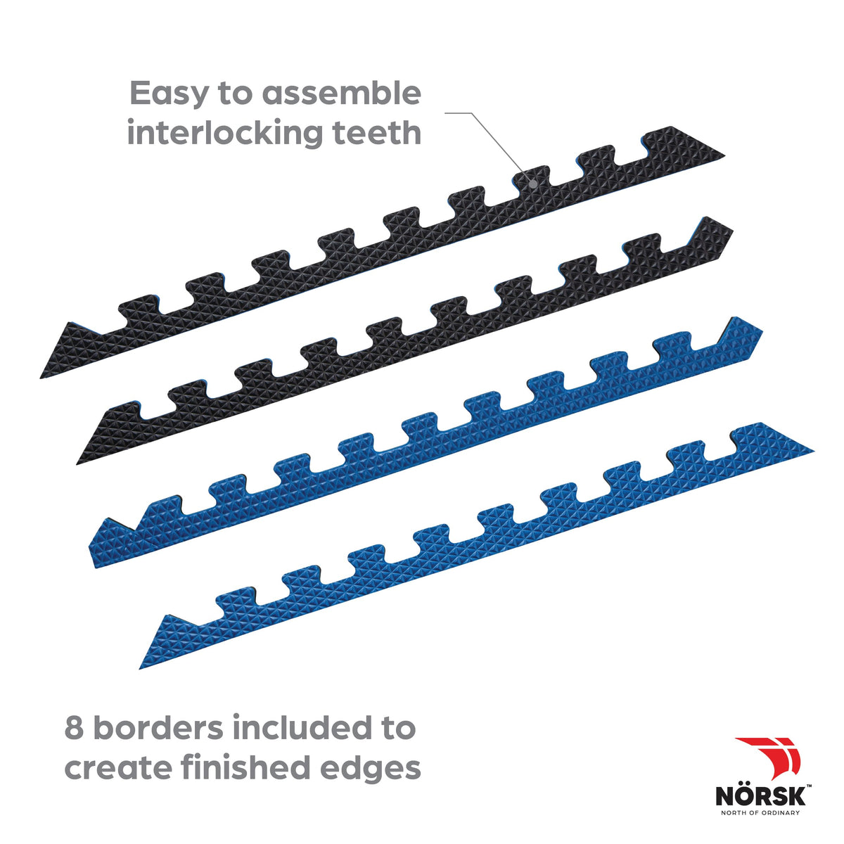Norsk Reversible 3/4" EVA Foam Gym Floor Tiles, Gray/Black, 12-Pack