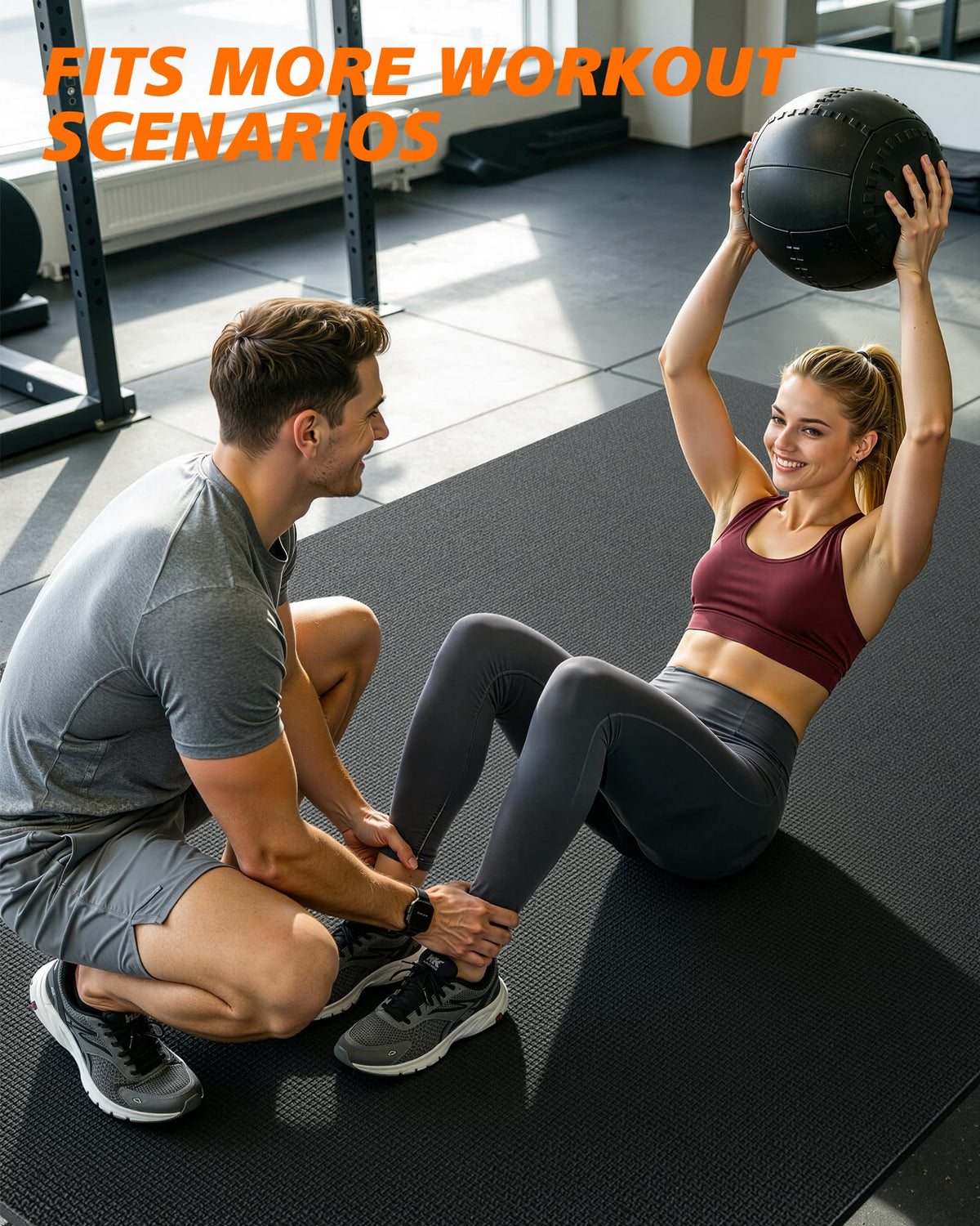 Rendpas Large Exercise Mat for Home Gym, 8mm Extra Thick Workout Mat