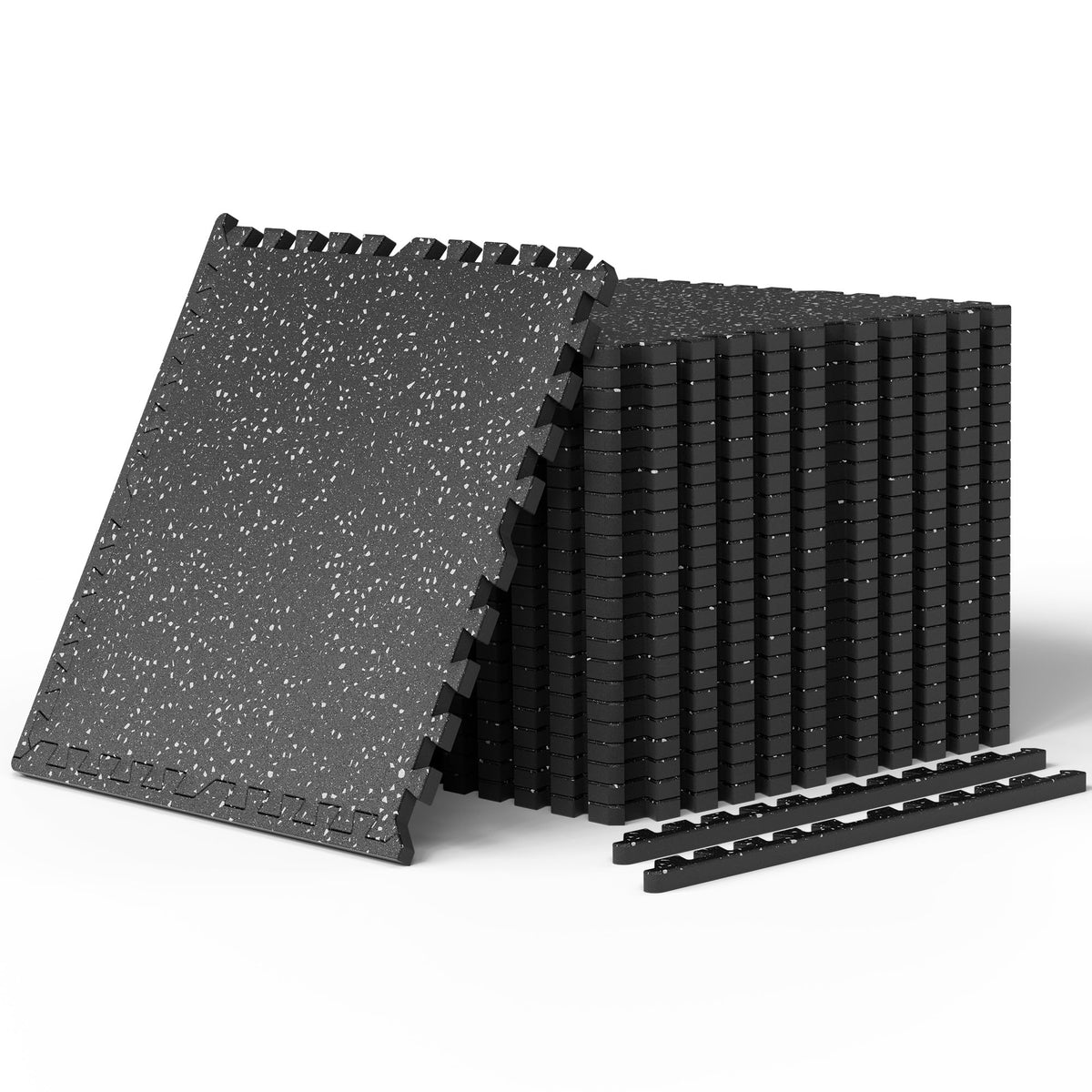 0.6" Thick Rubber Top Exercise Mat, Interlocking Puzzle Gym Flooring Mat