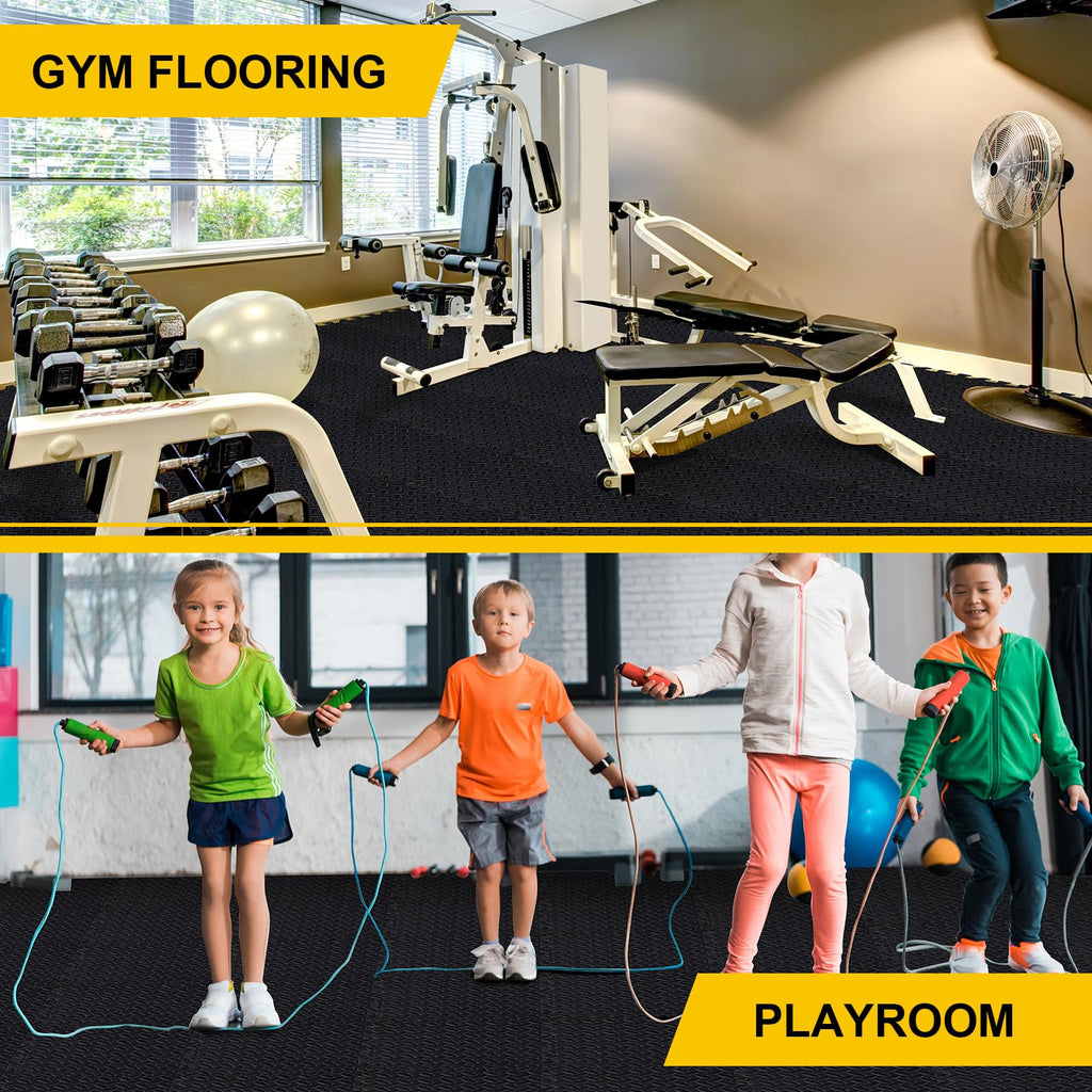 Ecally 100 Pcs 12 x 12 Gym Mat Foam Floor Mats for Home Gym Covers 96 Sq Ft Puzzle Exercise Square Interlocking Carpet Tiles with Border for Workouts Equipment Yoga Pilates (Black,Red)