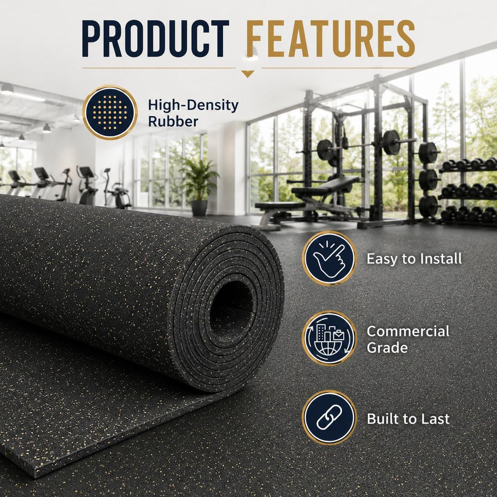 4X10 FT Rubber Gym Flooring Roll Non-Slip Shock Absorption-Black/Red
