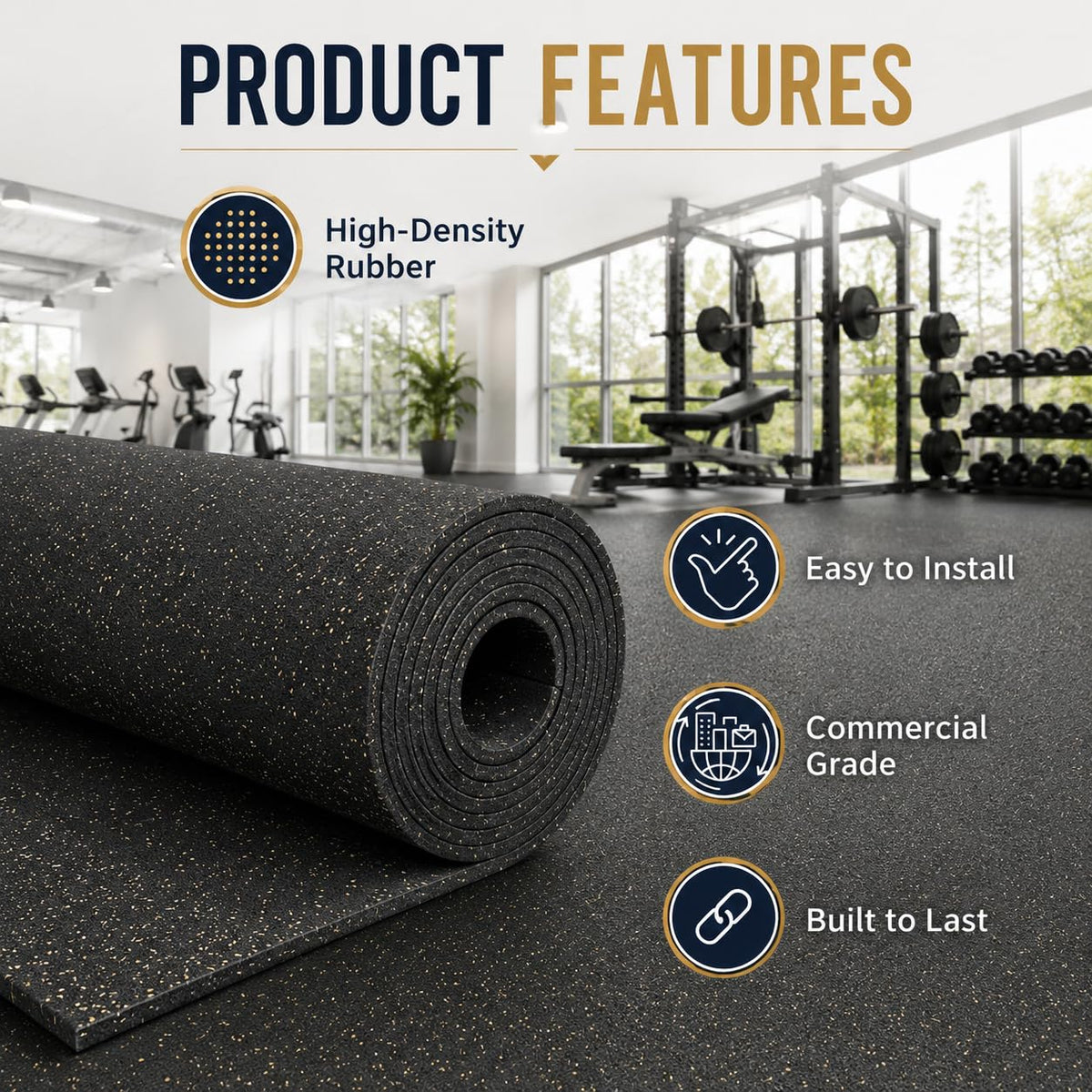 4X10 FT Rubber Gym Flooring Roll Non-Slip Shock Absorption-Black/Red