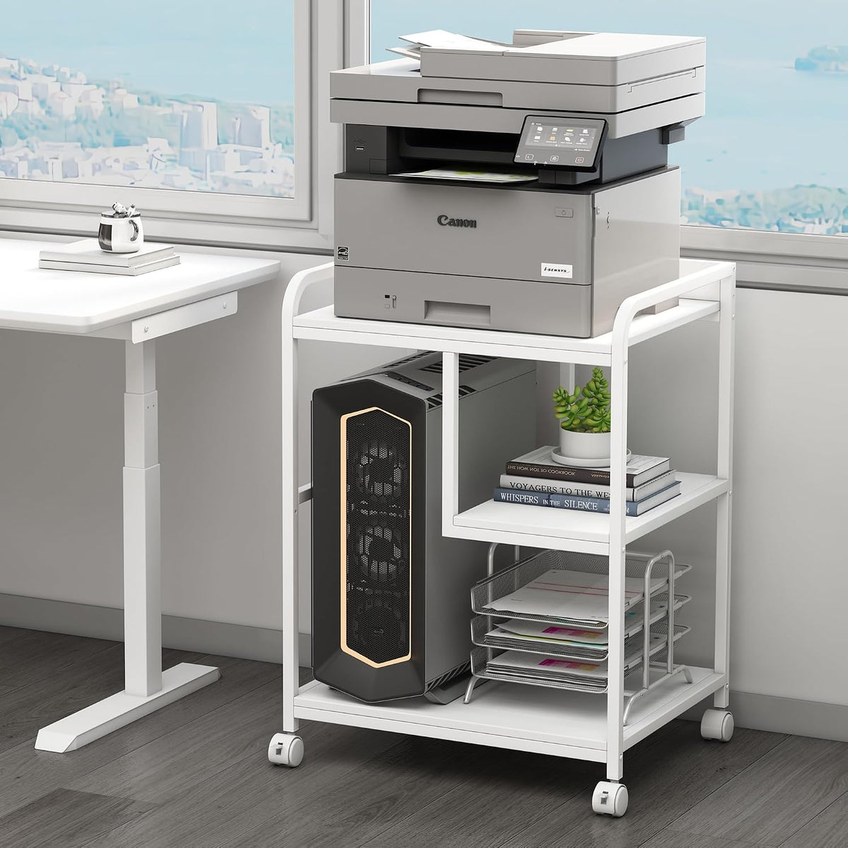 Fannova Large Printer & PC Tower Stand with Wheels for Home Office Storage