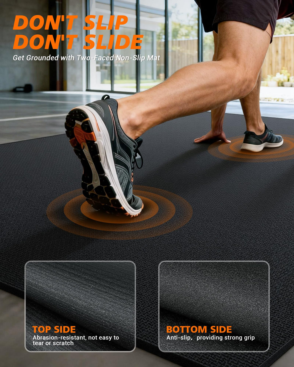 Rendpas Large Exercise Mat for Home Gym, 8mm Extra Thick Workout Mat