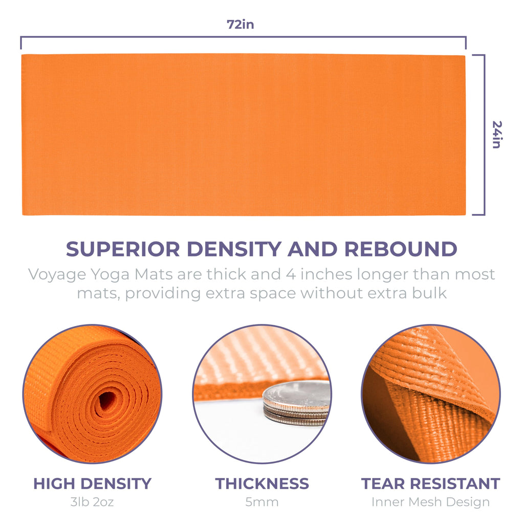 Voyage 5mm Studio Yoga Mats, 6 Pack, 72x24in