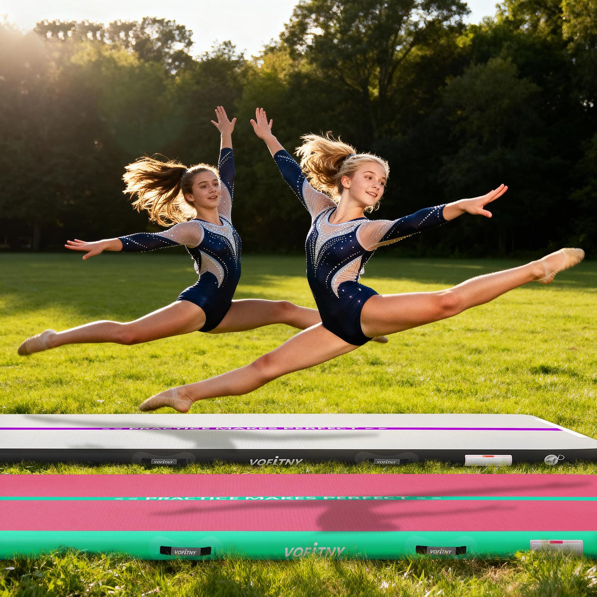 VOFiTNY Inflatable Gymnastics Air Mat Tumble Track with Pump for Training