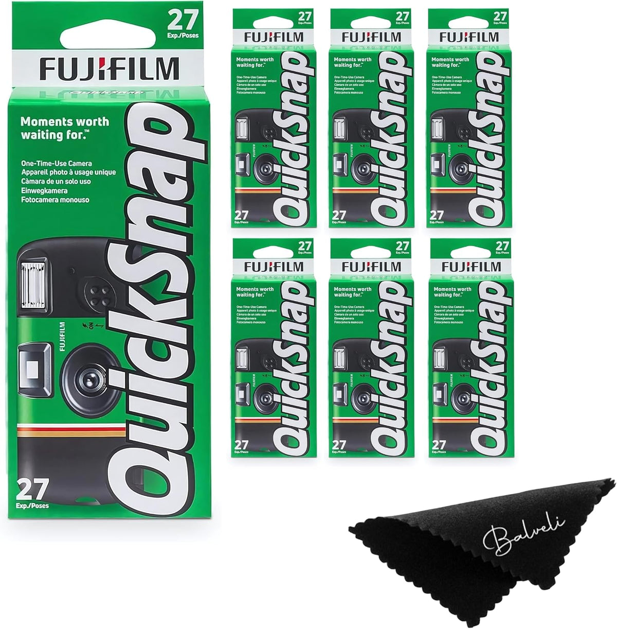 Fujifilm Quicksnap Flash Disposable Camera 400 Iso, 6 Pack, 35mm Camera, 27 Exp, Balveli Coth, Fuji Film Disposable Bulk, 6 Pack of Fuji Disposable Cameras.