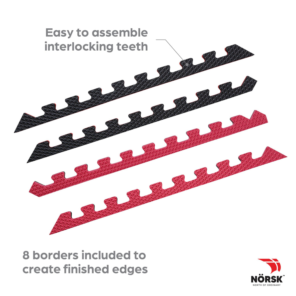 Norsk Reversible 3/4" EVA Foam Gym Floor Tiles, Gray/Black, 12-Pack