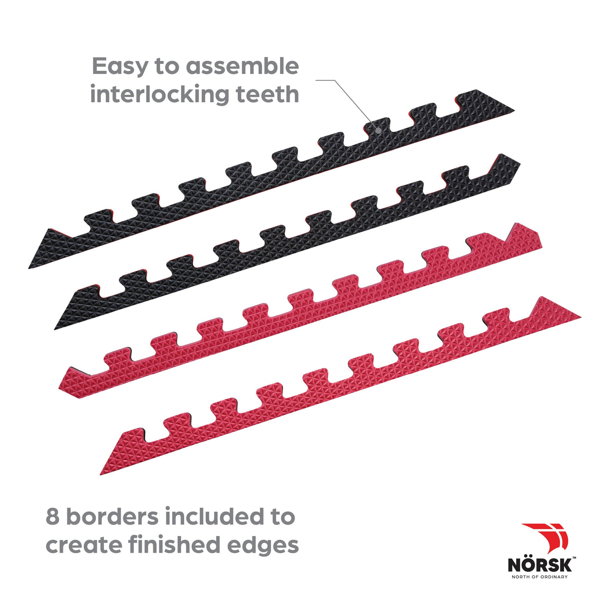 Norsk Reversible 3/4" EVA Foam Gym Floor Tiles, Gray/Black, 12-Pack
