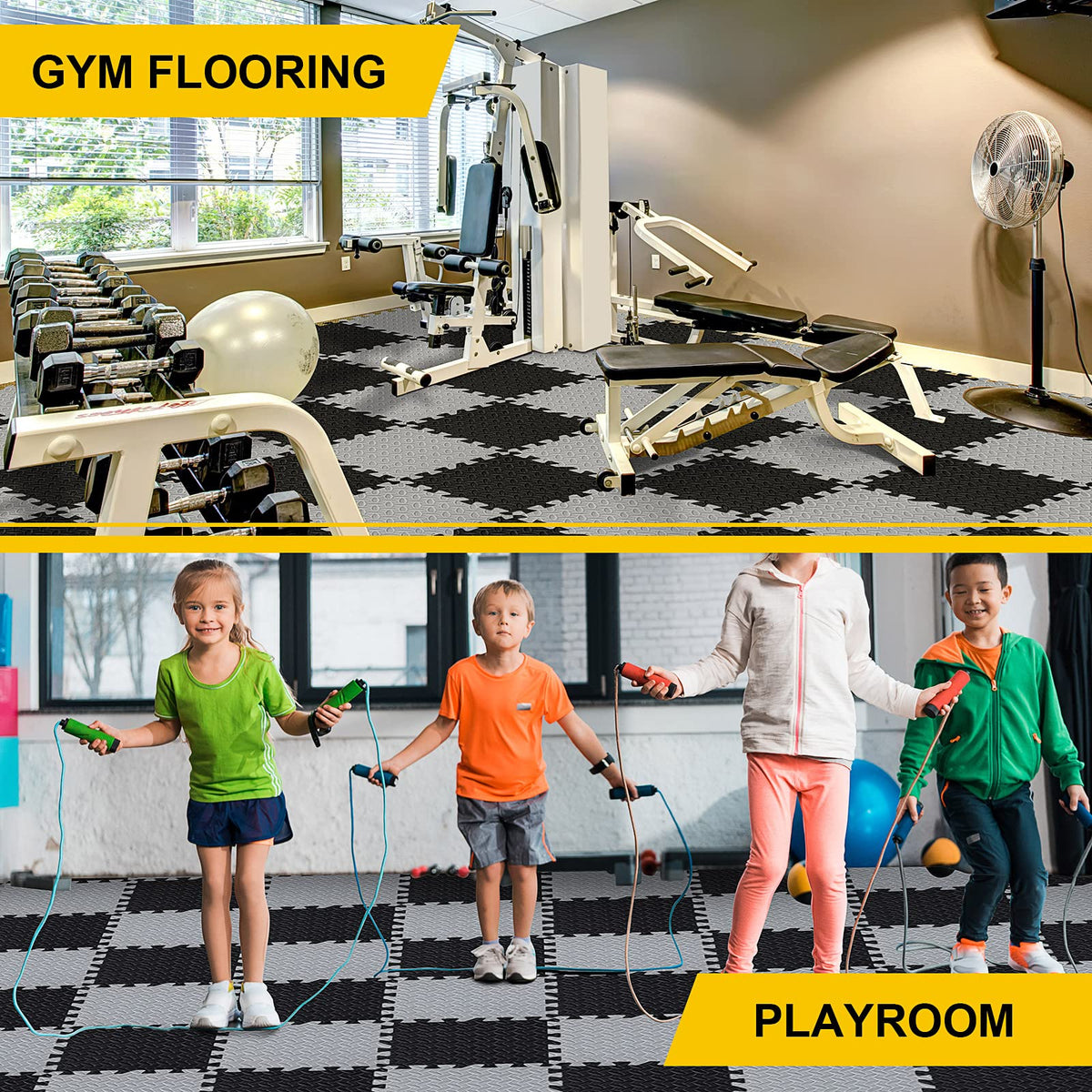 Ecally 100 Pcs 12 x 12 Gym Mat Foam Floor Mats for Home Gym Covers 96 Sq Ft Puzzle Exercise Square Interlocking Carpet Tiles with Border for Workouts Equipment Yoga Pilates (Black,Red)