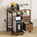 YAOHUOO Printer Stand with Power Outlet/Drawers, Printer and Shredder Stand