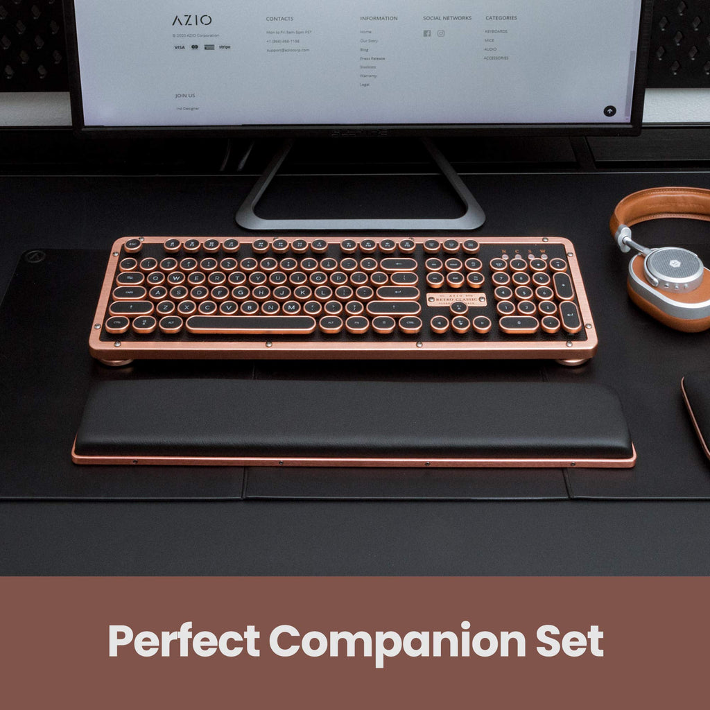 Azio Retro Classic Bluetooth Elwood - Bluetooth Luxury Vintage Backlit Mechanical Keyboard (Blue Switch, Walnut Wood, Gunmetal Matte Frame)(MK-RETRO-W-BT-01-US)