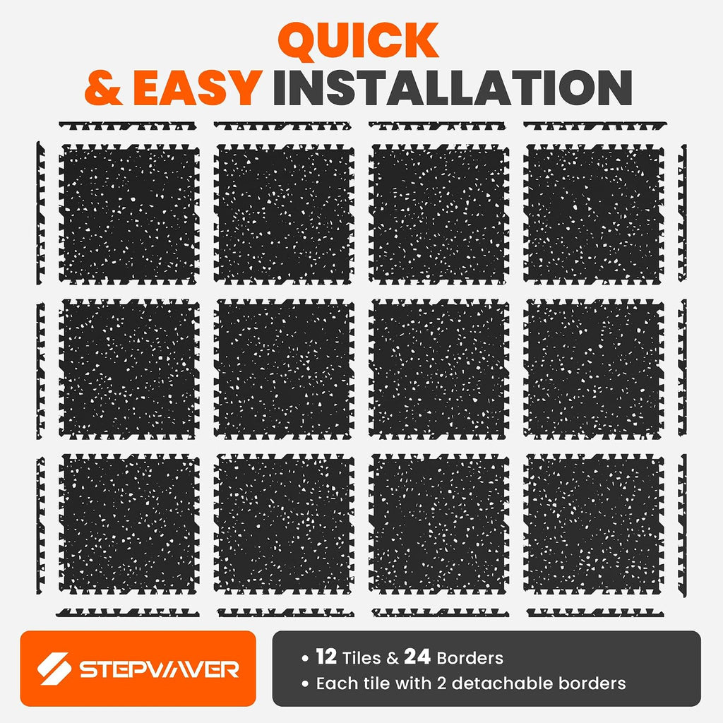 Stepwaver 0.79" Thick 48 Sq Ft Rubber Top Exercise Equipment Mats
