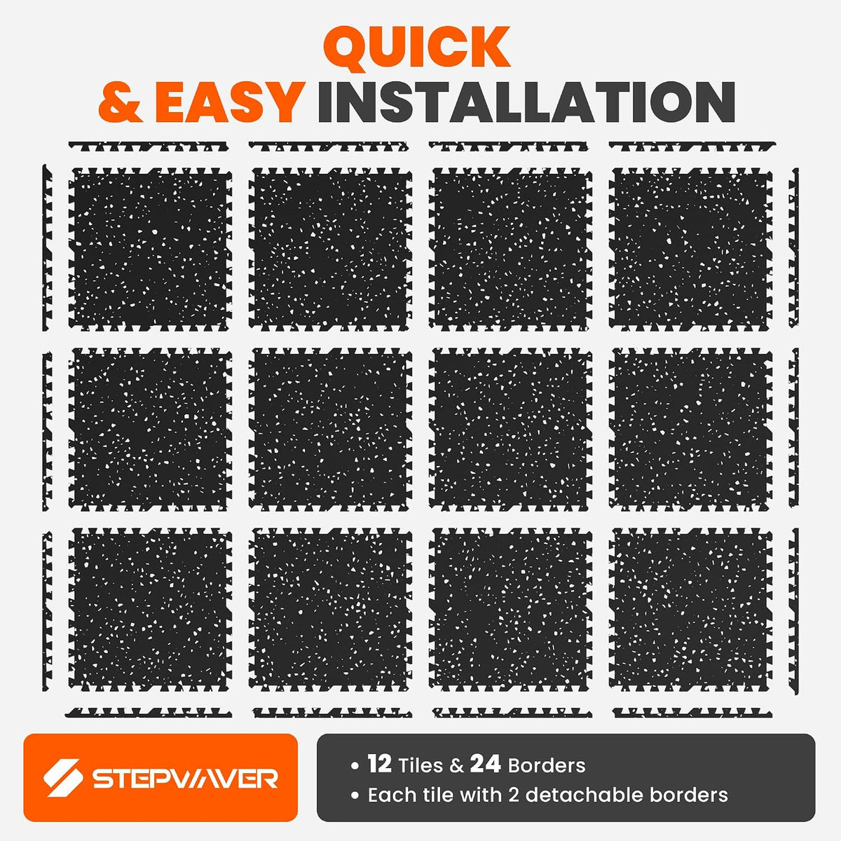 Stepwaver 0.79" Thick 48 Sq Ft Rubber Top Exercise Equipment Mats