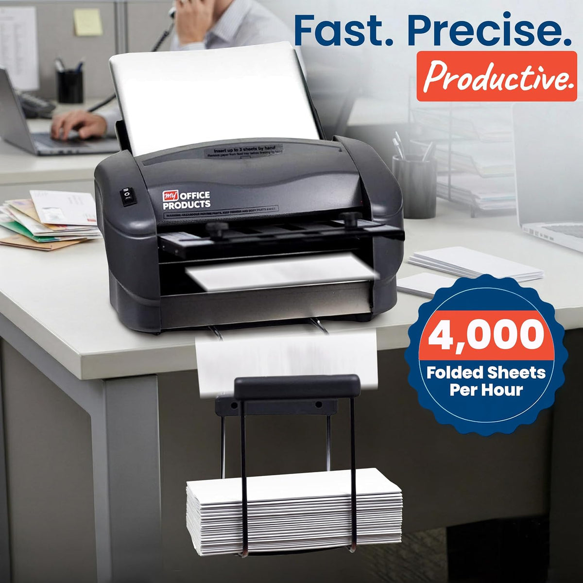 Martin Yale P7500 Paper Folding Machine - Automatic Feed Tabletop 4000 Sheet/Hour Letter, Half, ZFold, Double Parallel, for Offices, Mailrooms, Business, Folds 8.5â³ x 11â³ & 8.5â³ x 14â³ 20lb Bond Paper