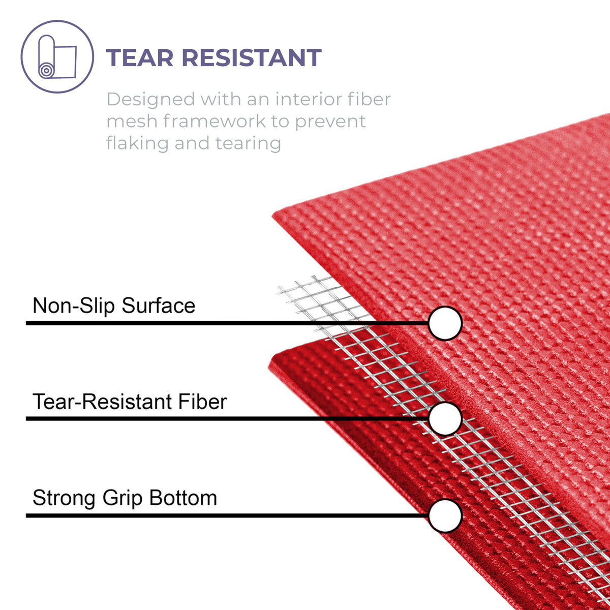 Voyage 5mm Studio Yoga Mats, 6 Pack, 72x24in
