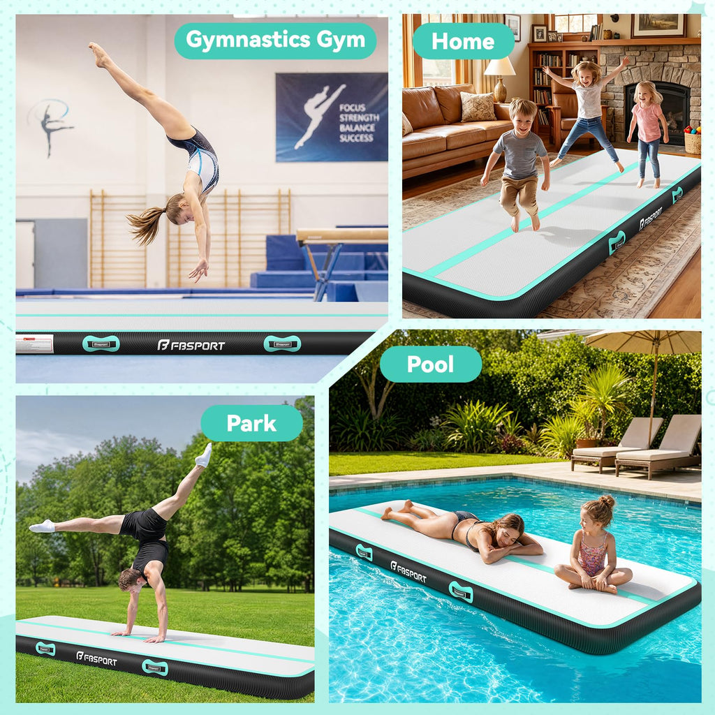 FBSPORT 6.6ft/10ft/13ft/16ft/20ft Inflatable Air Gymnastics Training Mat