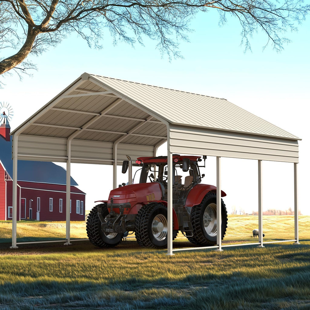 Quictent 14x25x15 FT RV Metal Carport, Heavy Duty Reinforced Steel Shelter with Side Panel, Extra Tall Outdoor Garage Canopy for RV, Boat, Truck and Farm Equipment