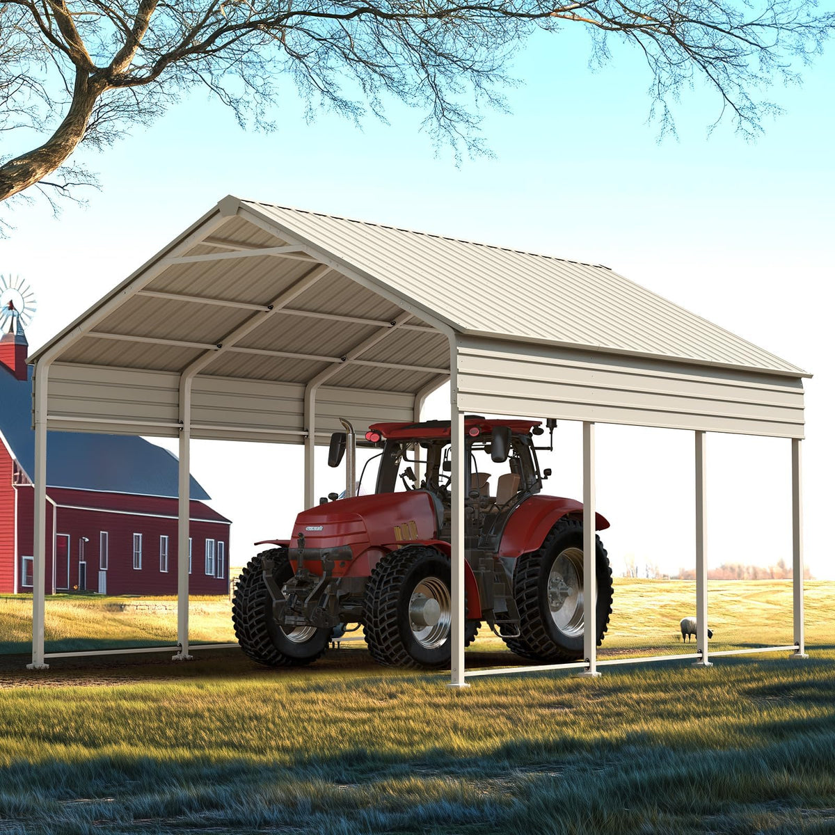 Quictent 14x25x15 FT RV Metal Carport, Heavy Duty Reinforced Steel Shelter with Side Panel, Extra Tall Outdoor Garage Canopy for RV, Boat, Truck and Farm Equipment